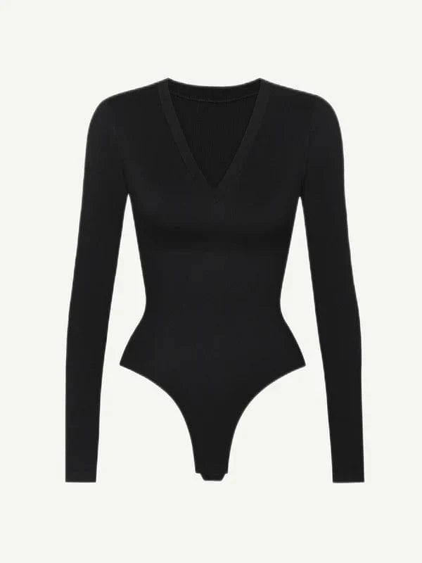 Valantomode | V-Neck Tummy Control Thong Shapewear Bodysuit