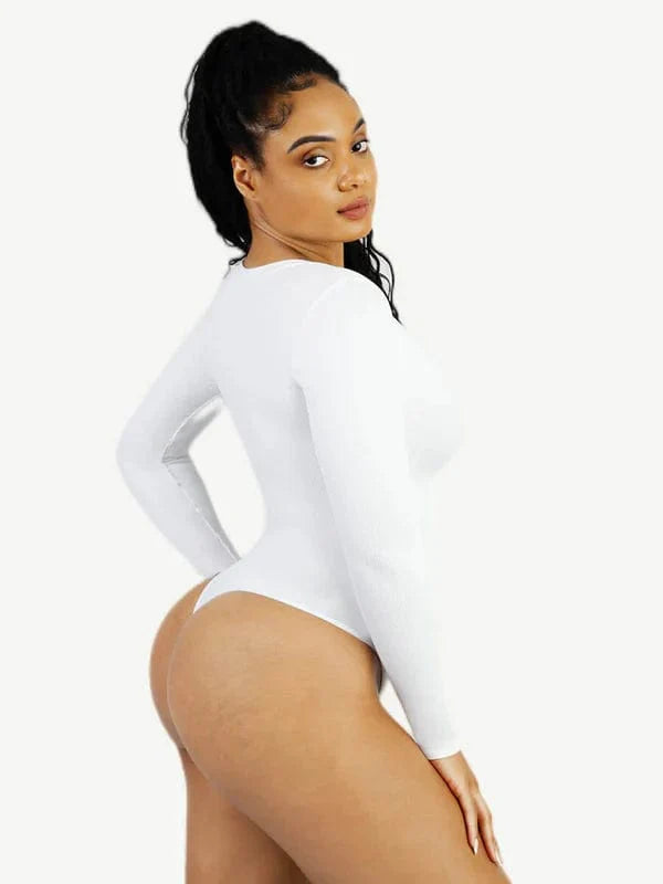 Valantomode | V-Neck Tummy Control Thong Shapewear Bodysuit