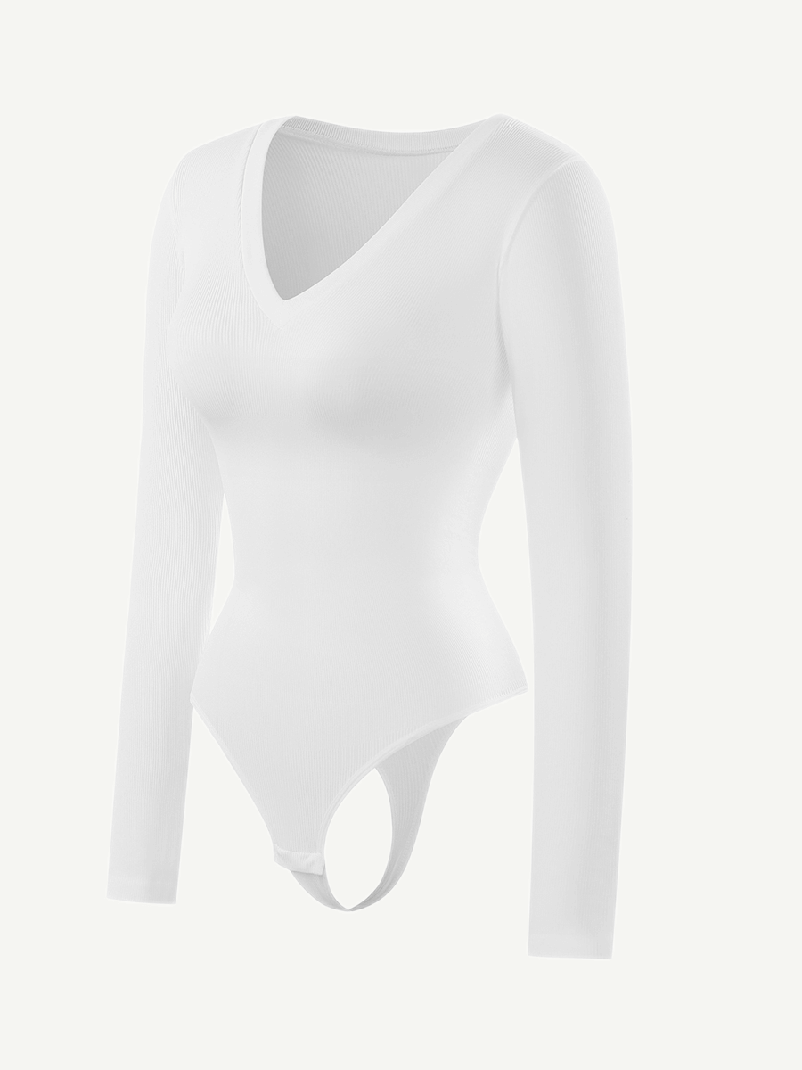 Valantomode | V-Neck Tummy Control Thong Shapewear Bodysuit