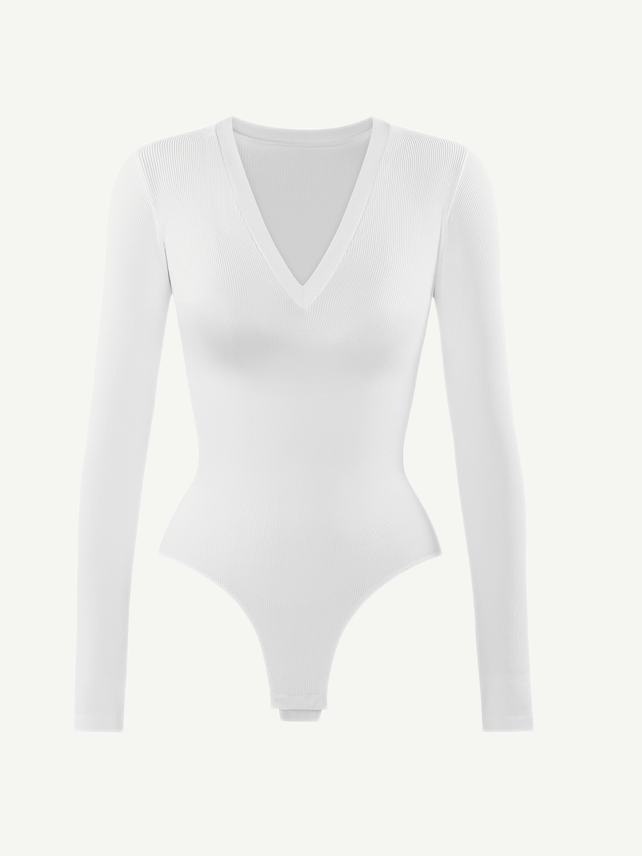Valantomode | V-Neck Tummy Control Thong Shapewear Bodysuit