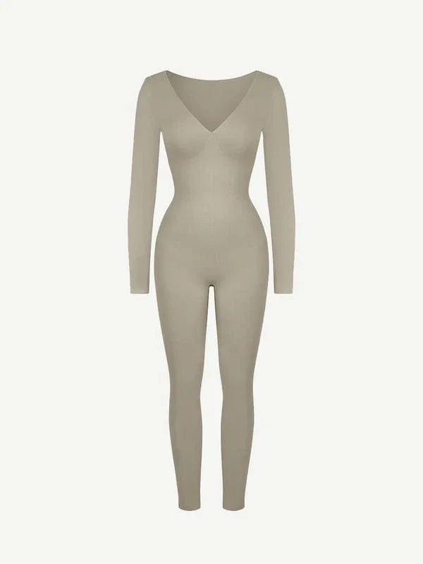 Valantomode | Deep V Neck Shaping Bodysuit with Tummy Control – Full Body Jumpsuit