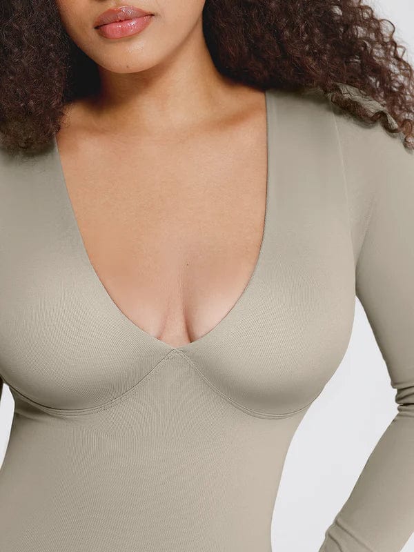 Valantomode | Deep V Neck Shaping Bodysuit with Tummy Control – Full Body Jumpsuit