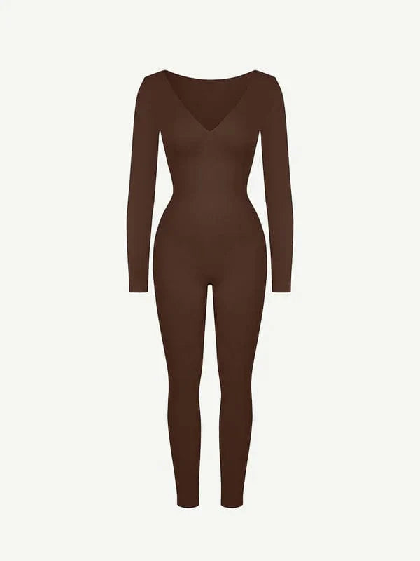 Valantomode | Deep V Neck Shaping Bodysuit with Tummy Control – Full Body Jumpsuit