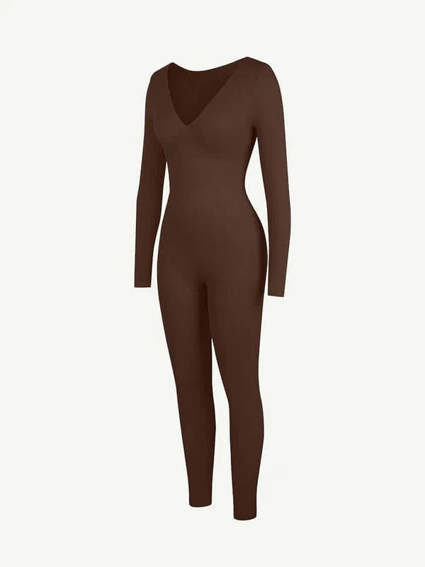 Valantomode | Deep V Neck Shaping Bodysuit with Tummy Control – Full Body Jumpsuit