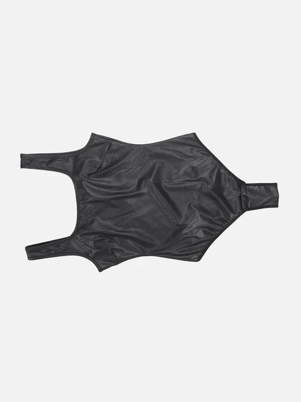 Valantomode | Flexible Tummy-Enhancing Faux Leather Shapewear Bodysuit