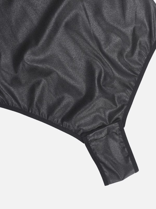 Valantomode | Flexible Tummy-Enhancing Faux Leather Shapewear Bodysuit