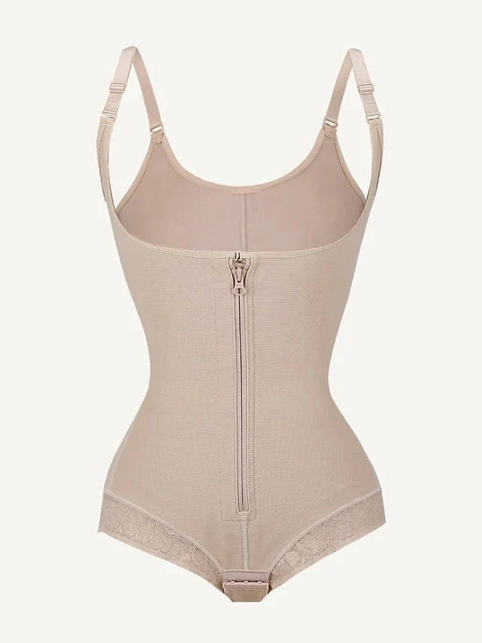 Valantomode | Front-Zip Waist-Slimming Shapewear with Tummy Control and U-Shaped Open Bust Support