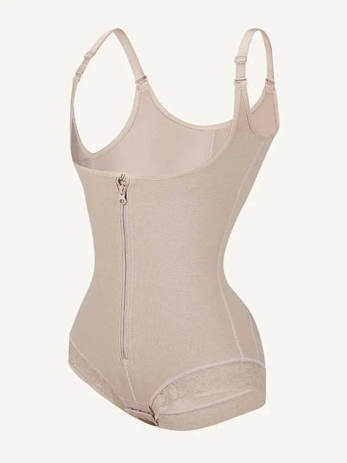 Valantomode | Front-Zip Waist-Slimming Shapewear with Tummy Control and U-Shaped Open Bust Support