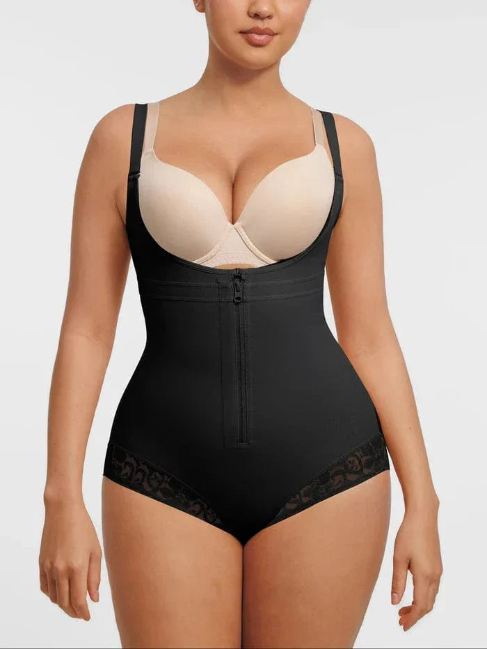 Valantomode | Front-Zip Waist-Slimming Shapewear with Tummy Control and U-Shaped Open Bust Support