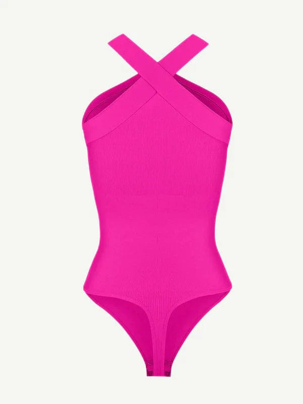 Valantomode | Seamless Halter Neck Criss-Cross Shapewear Bodysuit