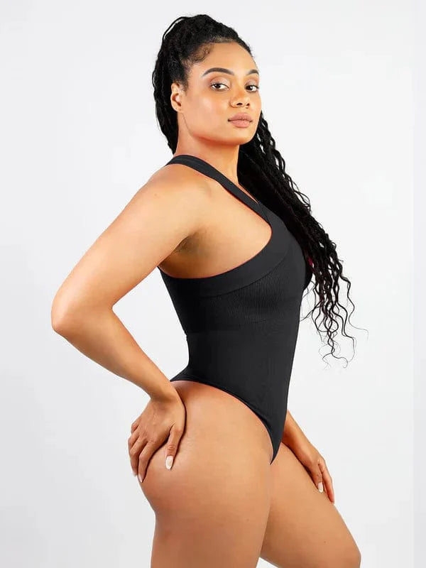Valantomode | Seamless Halter Neck Criss-Cross Shapewear Bodysuit
