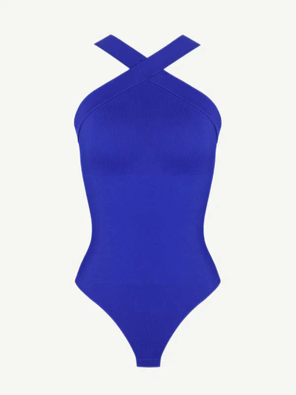 Valantomode | Seamless Halter Neck Criss-Cross Shapewear Bodysuit