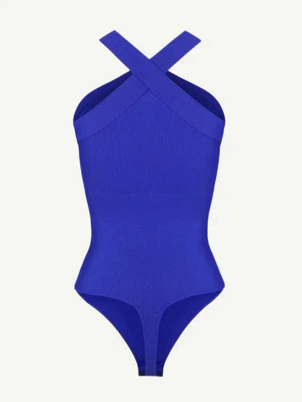 Valantomode | Seamless Halter Neck Criss-Cross Shapewear Bodysuit
