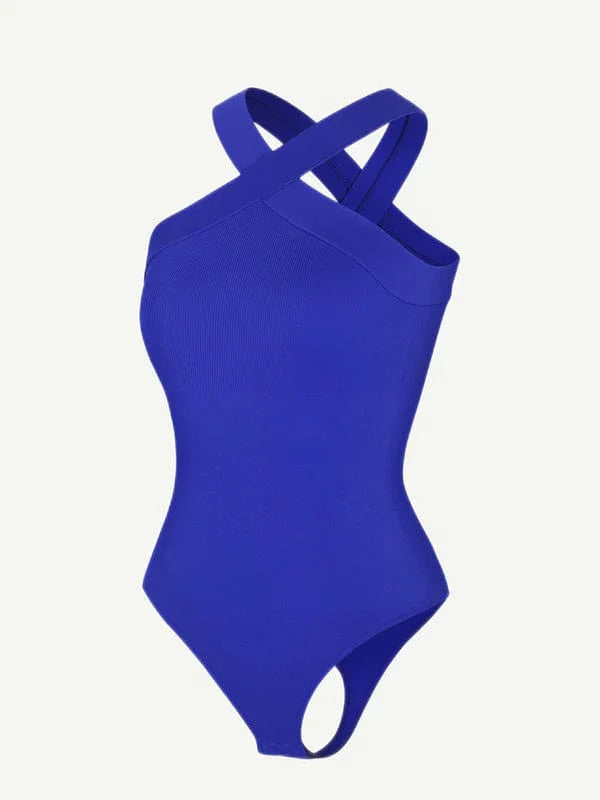 Valantomode | Seamless Halter Neck Criss-Cross Shapewear Bodysuit