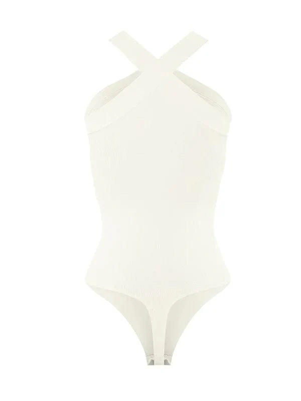 Valantomode | Seamless Halter Neck Criss-Cross Shapewear Bodysuit