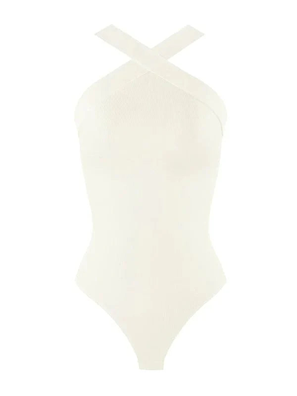 Valantomode | Seamless Halter Neck Criss-Cross Shapewear Bodysuit
