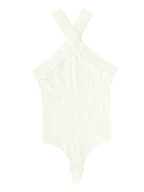 Valantomode | Seamless Halter Neck Criss-Cross Shapewear Bodysuit