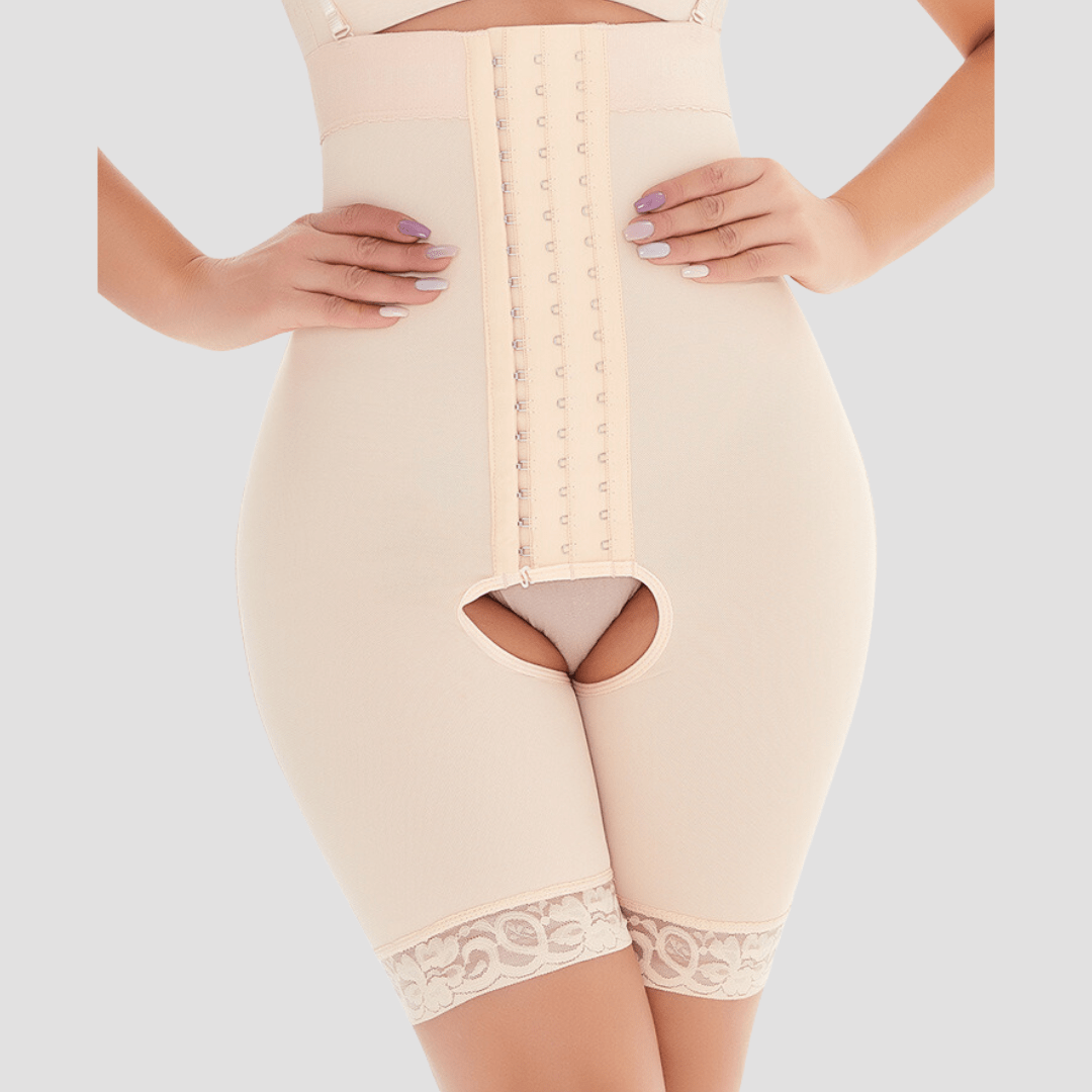 Valantomode | Adjustable Strap High-Waisted Open Gusset Shaping Bodysuit