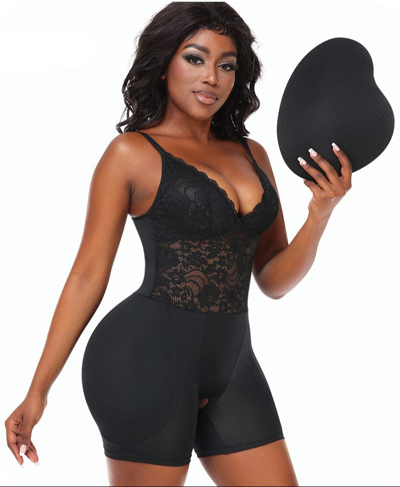 Valantomode | Lace Shaping Bodysuit with Built-In Bra and Hip Pads for a Lifted Look