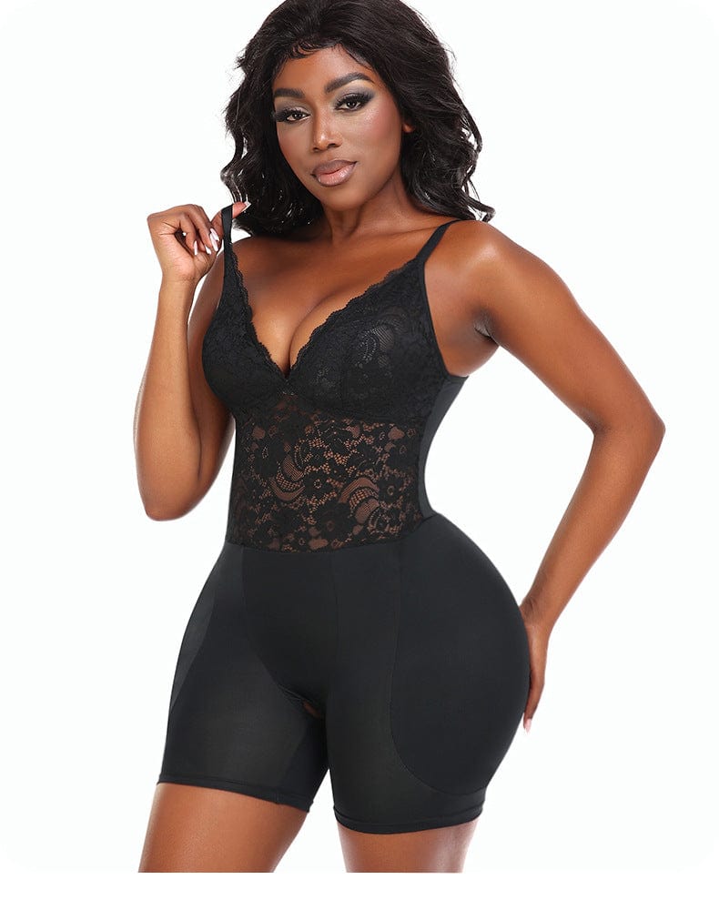 Valantomode | Lace Shaping Bodysuit with Built-In Bra and Hip Pads for a Lifted Look