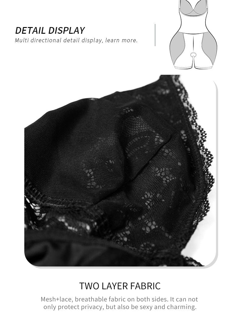 Valantomode | Lace Shaping Bodysuit with Built-In Bra and Hip Pads for a Lifted Look
