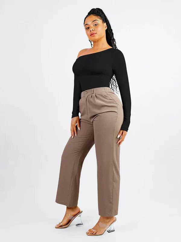 Valantomode | One-Shoulder Long Sleeve Shapewear Thong Bodysuit