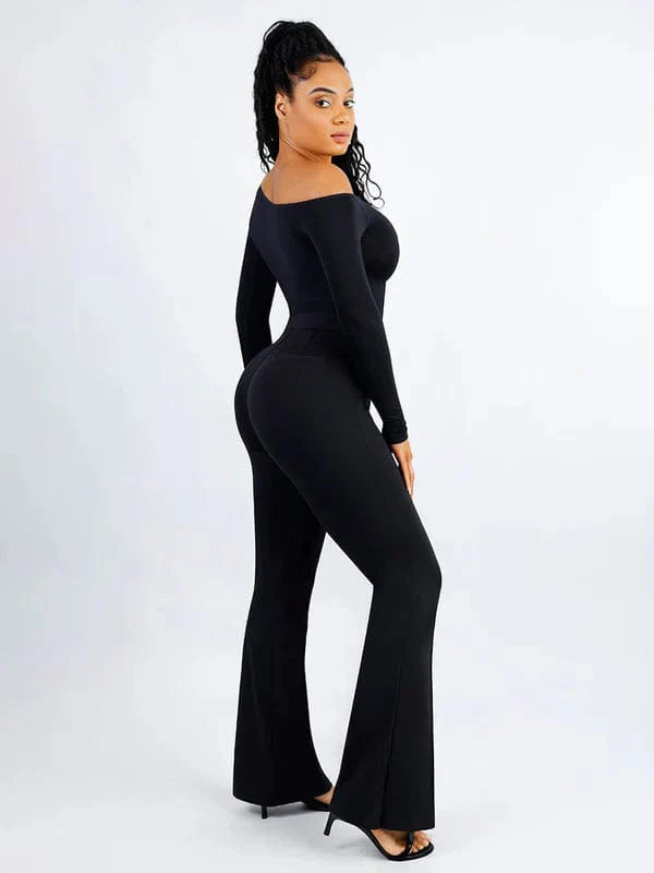 Valantomode | One-Shoulder Long Sleeve Shapewear Thong Bodysuit