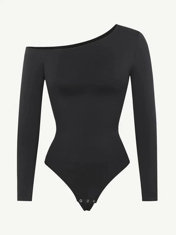 Valantomode | One-Shoulder Long Sleeve Shapewear Thong Bodysuit