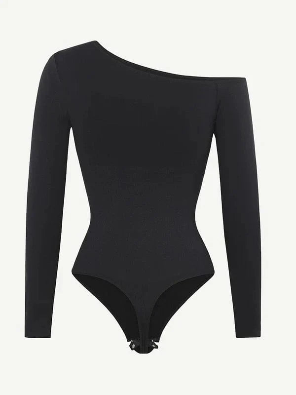 Valantomode | One-Shoulder Long Sleeve Shapewear Thong Bodysuit