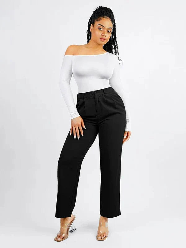Valantomode | One-Shoulder Long Sleeve Shapewear Thong Bodysuit