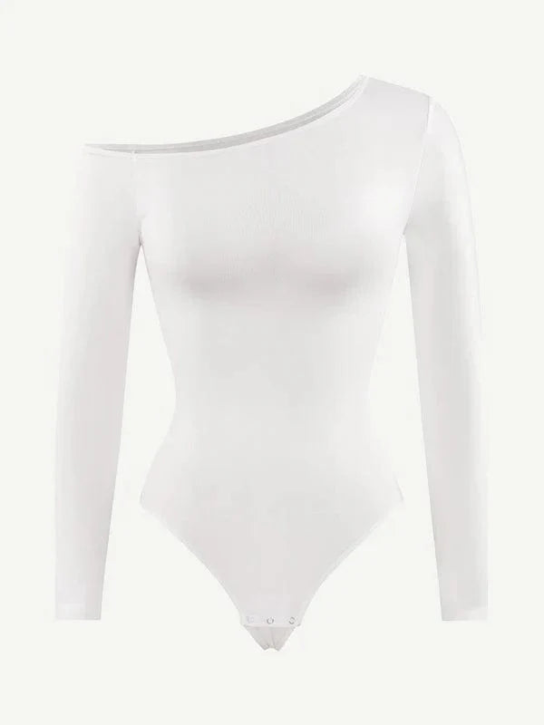 Valantomode | One-Shoulder Long Sleeve Shapewear Thong Bodysuit