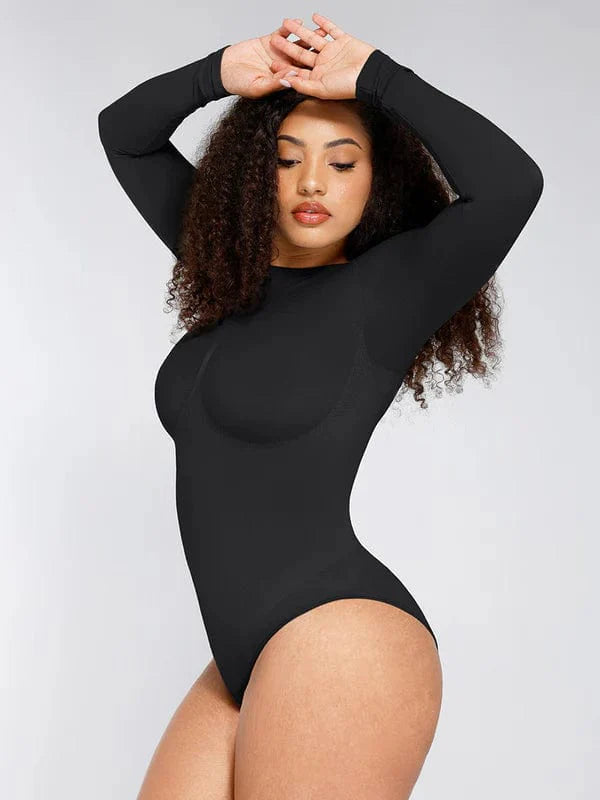 Valantomode | Long Sleeve Deep Back Tummy Control Shapewear Bodysuit