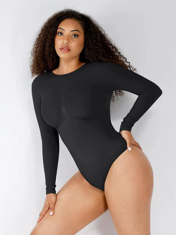 Valantomode | Long Sleeve Deep Back Tummy Control Shapewear Bodysuit