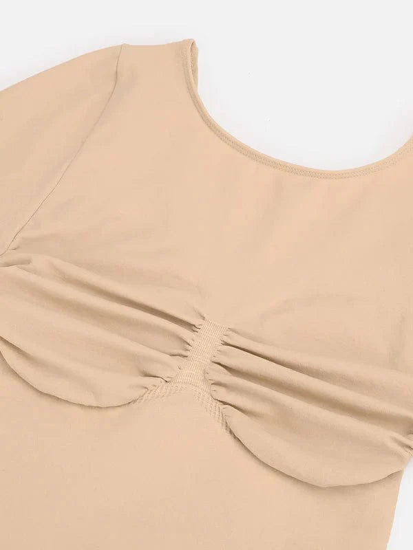 Valantomode | Long Sleeve Deep Back Tummy Control Shapewear Bodysuit