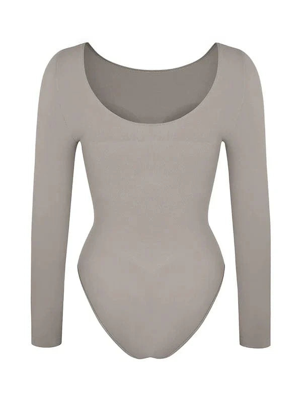 Valantomode | Long Sleeve Deep Back Tummy Control Shapewear Bodysuit