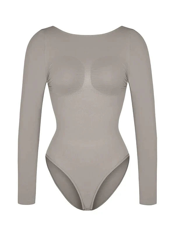 Valantomode | Long Sleeve Deep Back Tummy Control Shapewear Bodysuit