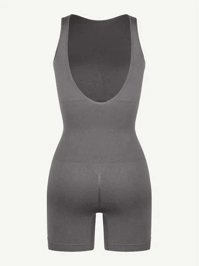 Valantomode | Removable Pad Low Back Round Neck Shapewear Bodysuit