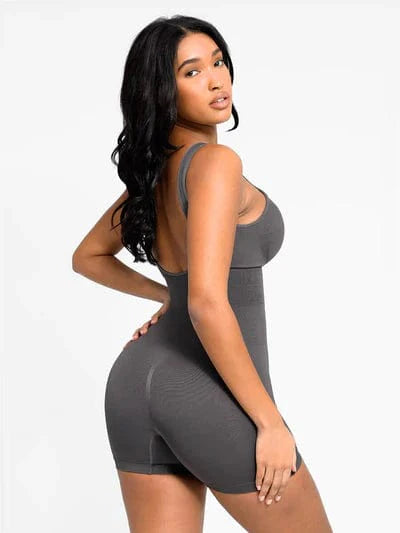 Valantomode | Removable Pad Low Back Round Neck Shapewear Bodysuit