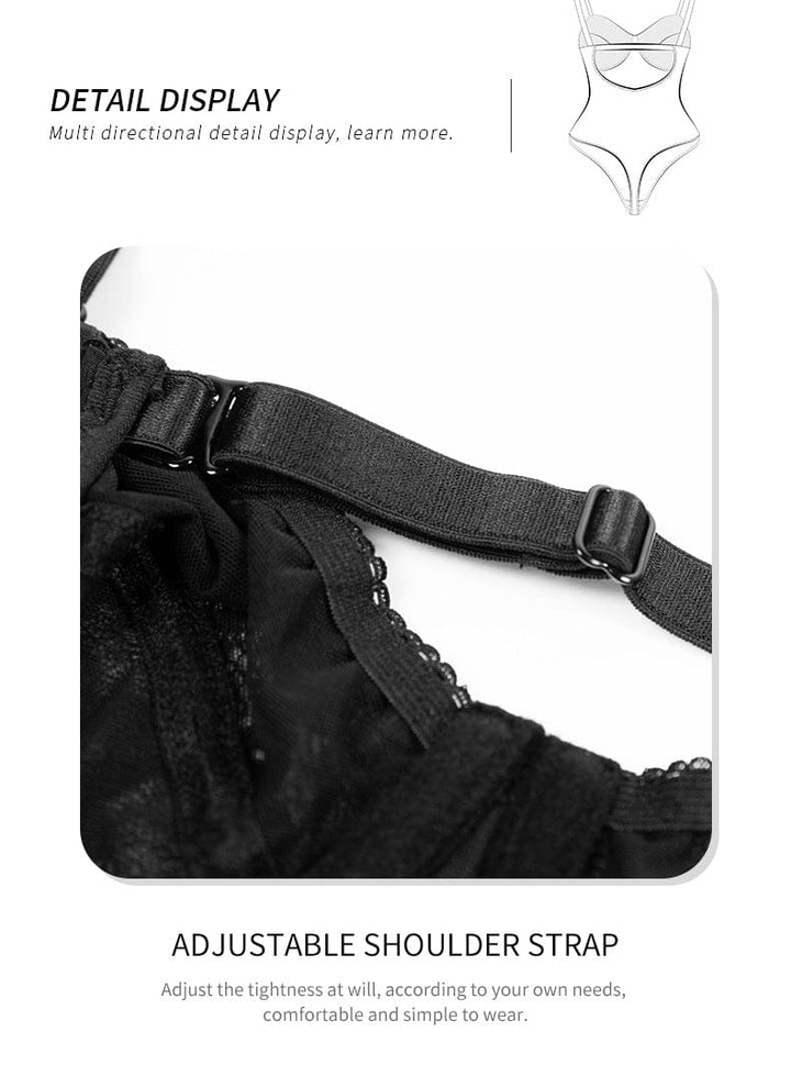 Valantomode | Lace Shaping Bodysuit with Built-In Bra and Low Back Tummy Control