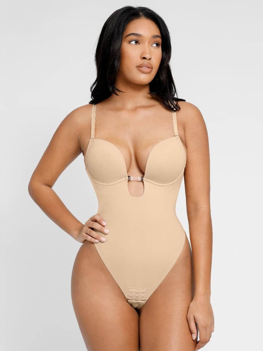 Valantomode | Low Back Shapewear Bodysuit with One Piece Thong Design