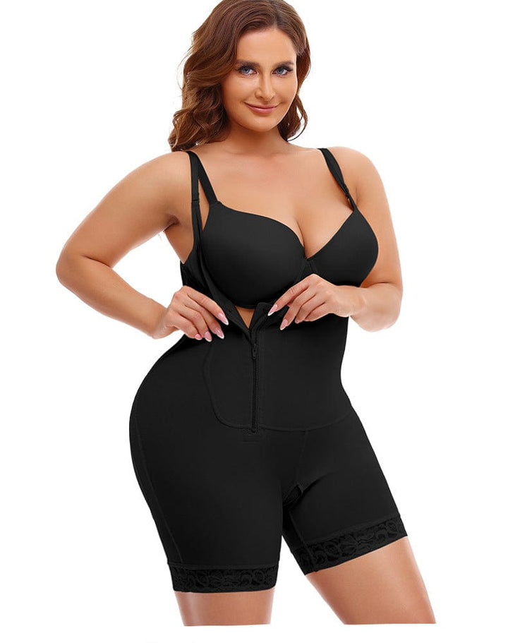 Valantomode | Plus Size Open Bust Shaping Bodysuit with Side Zipper Closure