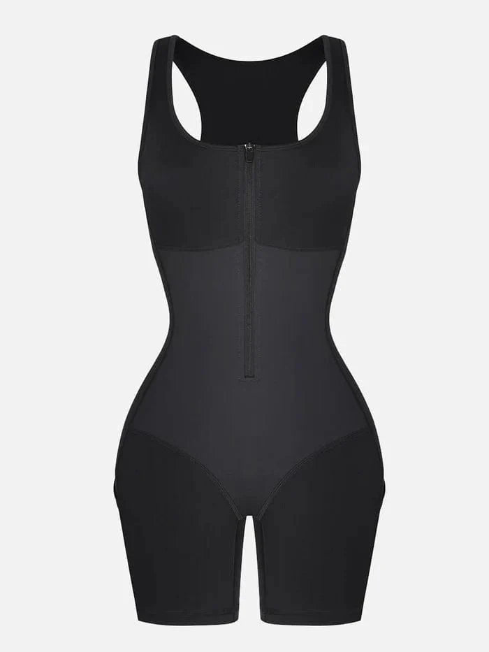 Valantomode | Front Zipper Bodysuit with Shaping Design and Side Pockets