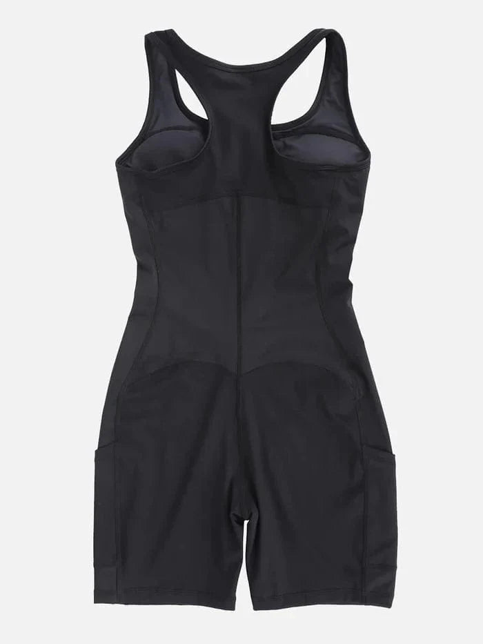 Valantomode | Front Zipper Bodysuit with Shaping Design and Side Pockets