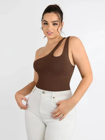 Valantomode | One-Shoulder Shapewear Bodysuit with Tummy Control