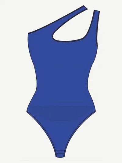 Valantomode | One-Shoulder Shapewear Bodysuit with Tummy Control