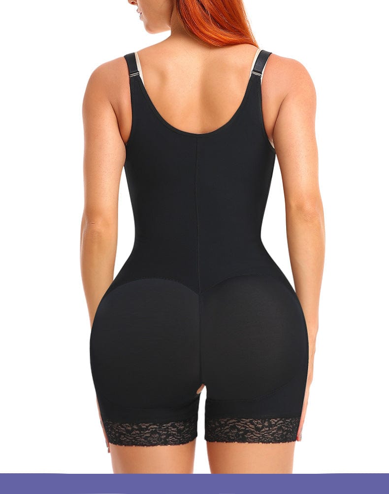 Valantomode | Front Zipper Closure Open Bust Shapewear Bodysuit