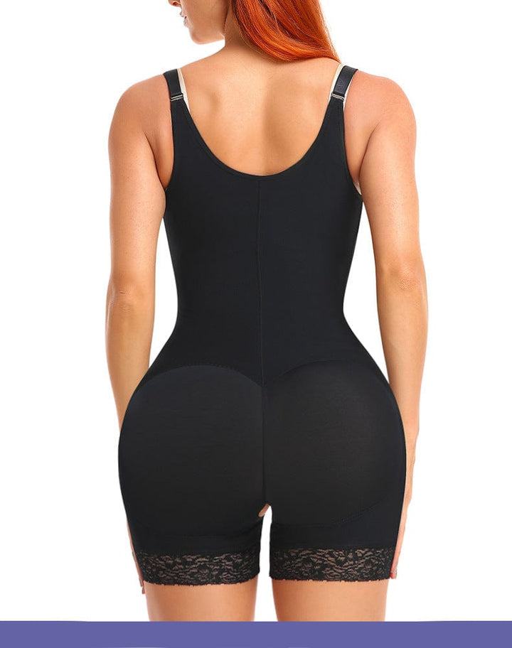 Valantomode | Front Zipper Closure Open Bust Shapewear Bodysuit