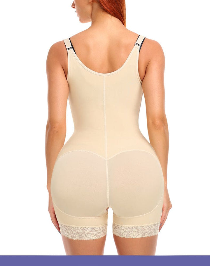 Valantomode | Front Zipper Closure Open Bust Shapewear Bodysuit