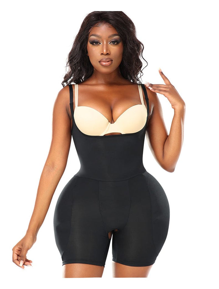 Valantomode | Removable Hip Pads Open Bust Shapewear Bodysuit
