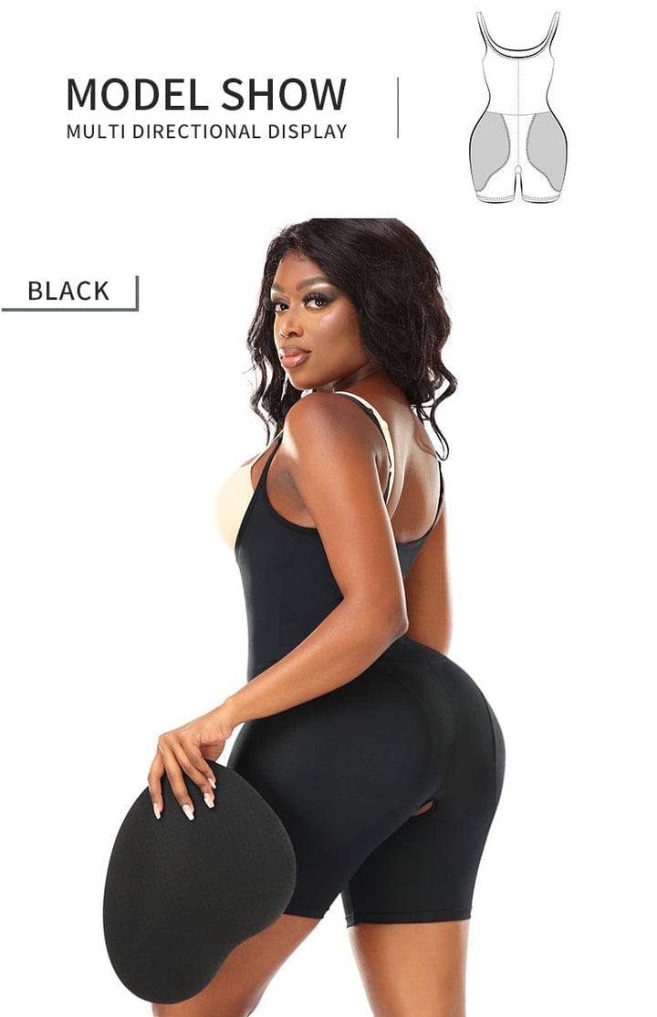 Valantomode | Removable Hip Pads Open Bust Shapewear Bodysuit